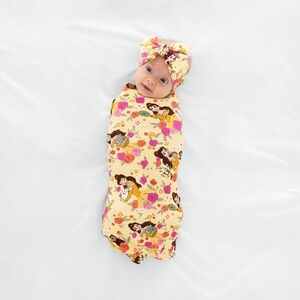 NIB Little Sleepies Disney Princess Belle Swaddle & Luxe Bow Headband Set-Bamboo
